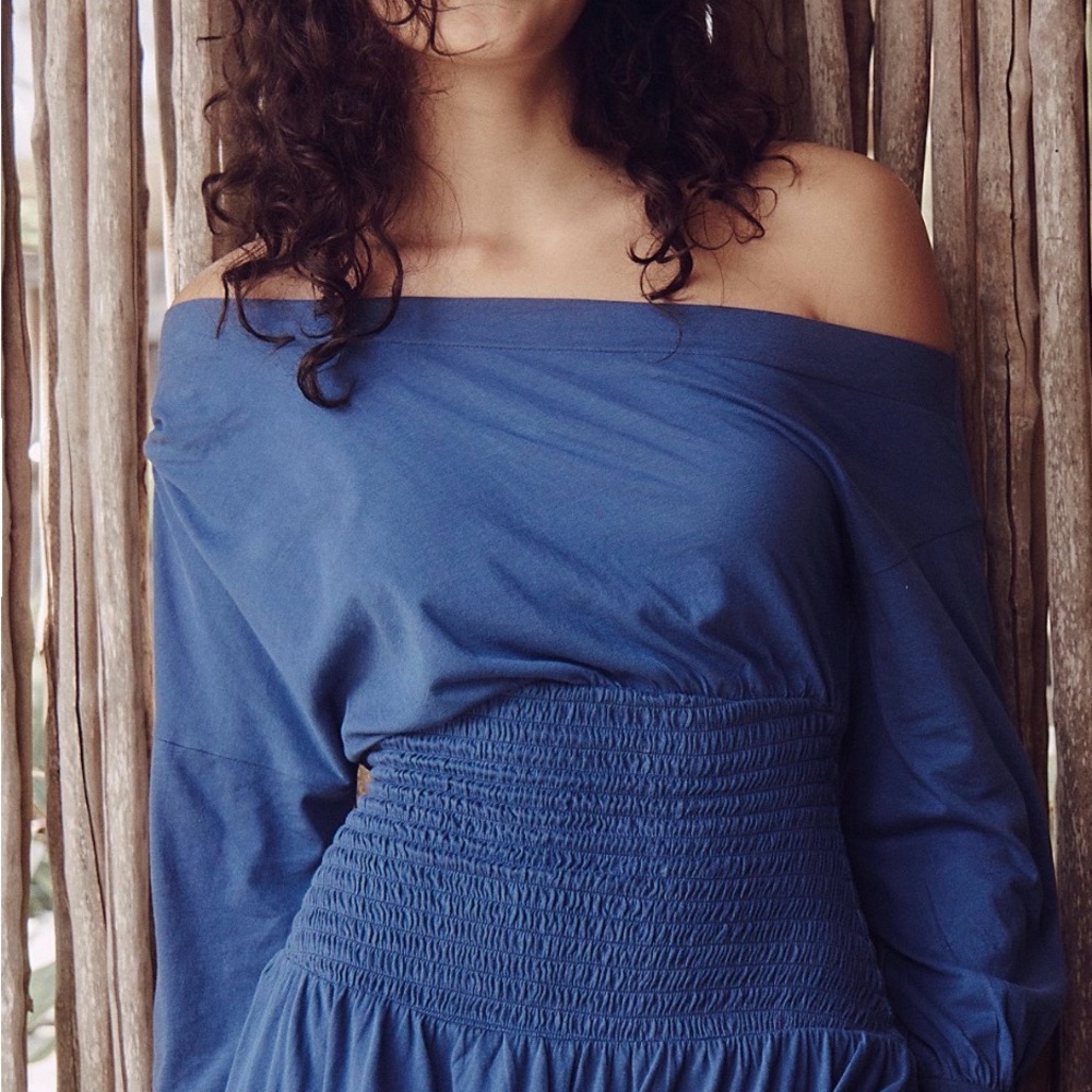 Off-Shoulder Blue Dress